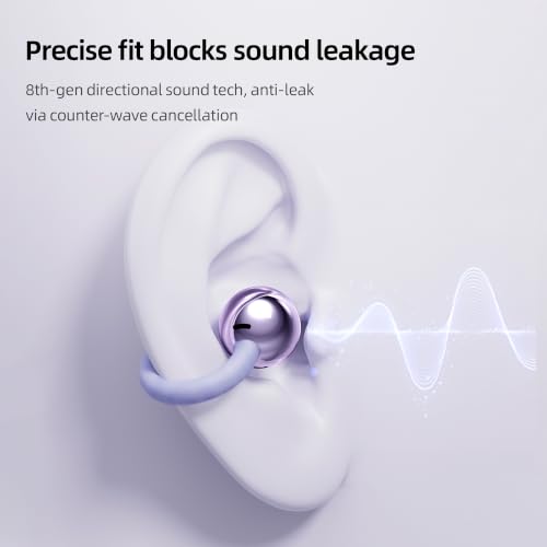 Open Ear Earbuds Clip On Headphones Wireless Earbuds for Workout(Purple) - color: Purple