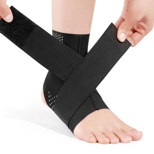 JOMVD Elastic Ankle Brace for Women&Men - Thin Lightweight Silky Compression Sleeves with Wraps for Plantar Fasciitis Sprained Ankle Injury Relief, Sports, Running,X-Large
