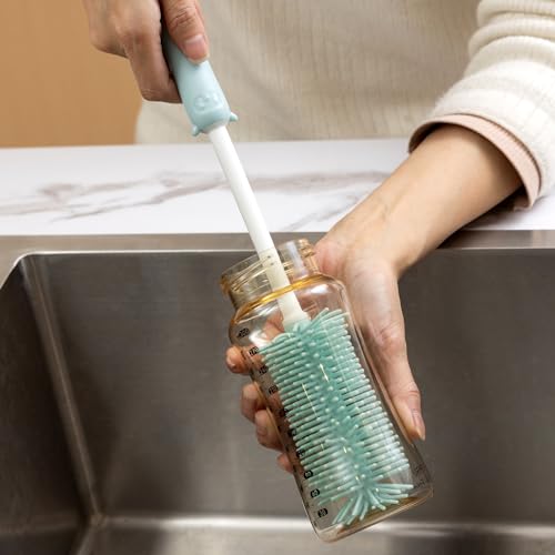 Silicone Bottle Cleaner Brush,13.4in Long Handle Water Cup Bottles Cleaner - style: Straight, Pink