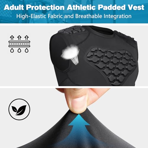 Men's Padded Compression Shirt - Football Rib Protector with EVA Foam Padding, Chest & Back Protection for Football, Rugby, Basketball, Baseball Breathable Impact Dispersion - size: X-Large