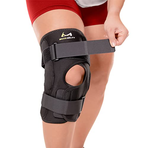 BraceAbility Obesity Hinged Knee Brace - XXXL Overweight to Plus Size Wrap Support for Womens and Mens Arthritis Treatment, Bariatric Joint Pain Relief, Kneecap Instability, Ligament Weakness (3XL) - size: XXX-Large