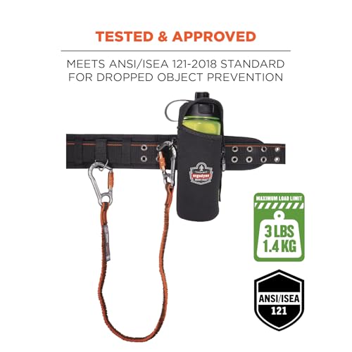 Ergodyne Squids 3775L Water Bottle Holder with Belt Clip, D-Ring Attaches to Tool Lanyards,Large - size: Large