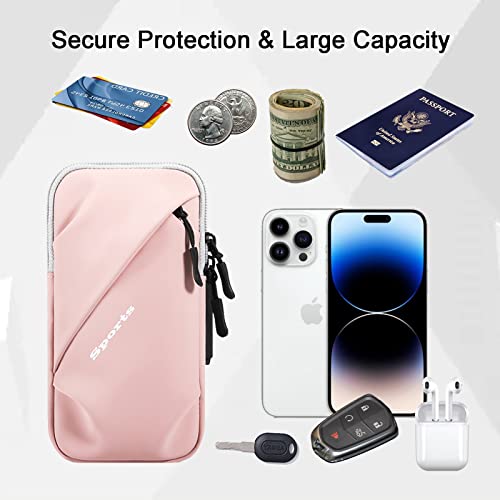Phone Holder Arm Bands, Small Crossbody Shoulder Holsters Bag with Arm Band, Fits iPhone and All Cell Phones, Use for Running, Walking, Hiking & Biking (Plus Size,Pink) - color: Pink