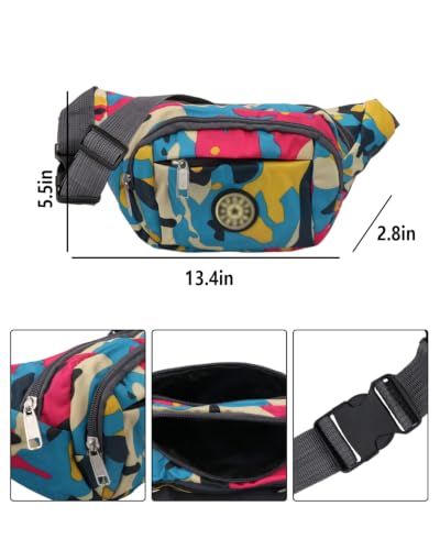 AIBEARTY Fashion Fanny Pack Small Checkered Waist Pack Belt Waist Bag Pack Pouch with Adjustable Strap for Sport Running,Camping,Trip - color: Camouflage 01