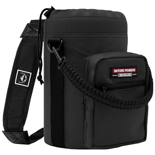NATURE PIONEOR 26-128 oz Insulated Water Bottle Carrier Holder with Strap - color: Black, size: One Gallon
