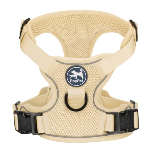 PoyPet Mesh Dog Harness, Reflective Breathable Puppy Vest for Small Dogs - color: Khaki, size: S