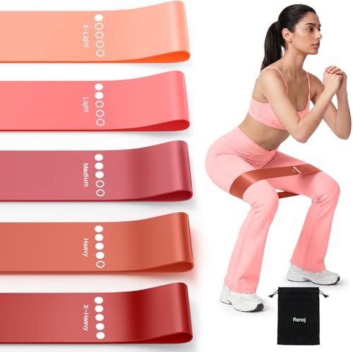 Resistance Bands for Working Out, 5-Pack Loop Exercise Bands for Home Gym - color: Pink