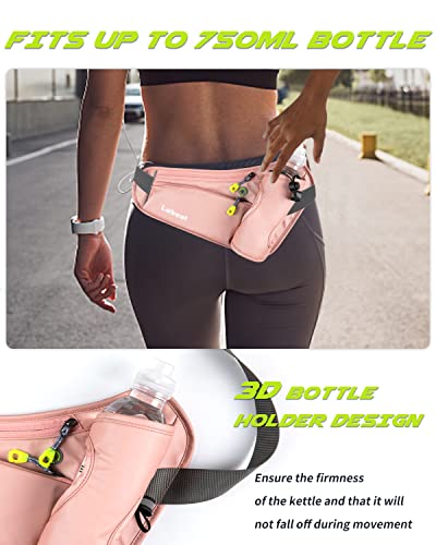 Running Belt, Waterproof Hydration Belt with Water Bottle Holder Hiking Walking Waist Pack Reflective Adjustable Fanny Pack Compatible for Phone Waistband Outdoor - color: Pink