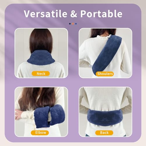 Neck Heating Pad Microwavable with Machine Washable Cover Weighted Microwave Heating Pad Neck Wrap for Shoulder Back Pain Relief, Warm Rice Bag Pack for Cramps Hot Cold Therapy 1.5lbs Lavender Scented - color: Navy Blue