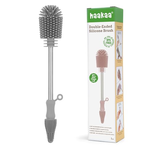 Haakaa Silicone Bottle Brush for Baby Bottles & Crevices, SUVA Grey, 1PK - color: Suva Grey, size: 1 Piece Set