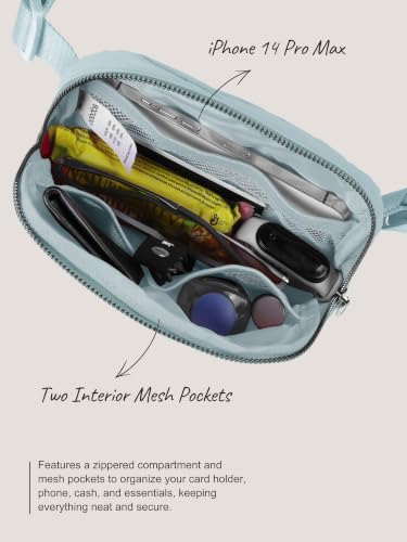 ODODOS Unisex Mini Belt Bag with Adjustable Strap Small Fanny Pack for Workout Running Traveling Hiking, Stone Blue - color: Stone Blue
