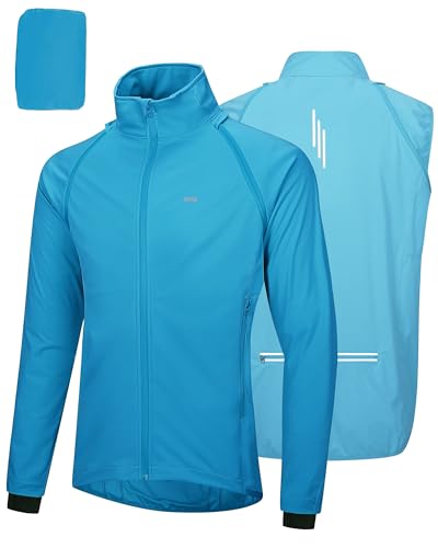 33,000ft Men's Packable Cycling Jacket Waterproof Running Vest Outerwear - color: Bright Blue, size: Small