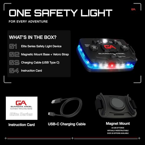 Guardian Angel Elite Safety Light - Blue/White Front & Blue Rear - color: Elite Blue/Blue, size: 1-Pack