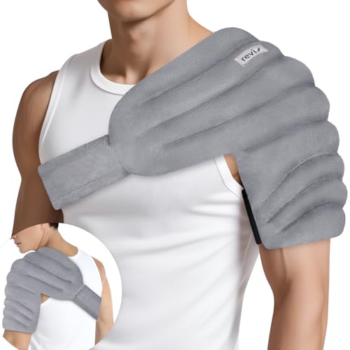 REVIX Shoulder Heating Pad Microwavable for Rotator Cuff, Moist Heat, Gray - size: XL