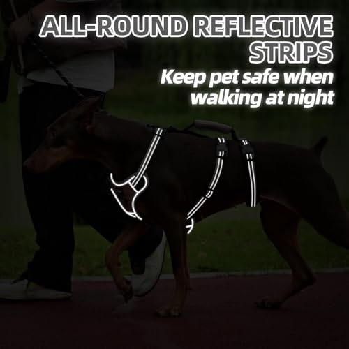 PUPTECK Escape Proof Dog Harness with Padded Handle, No Pull Pet Vest Harness Durable Reflective for Medium Large Dogs Walking Training and Running, Moccasin, XL - color: Moccasin, size: X-Large