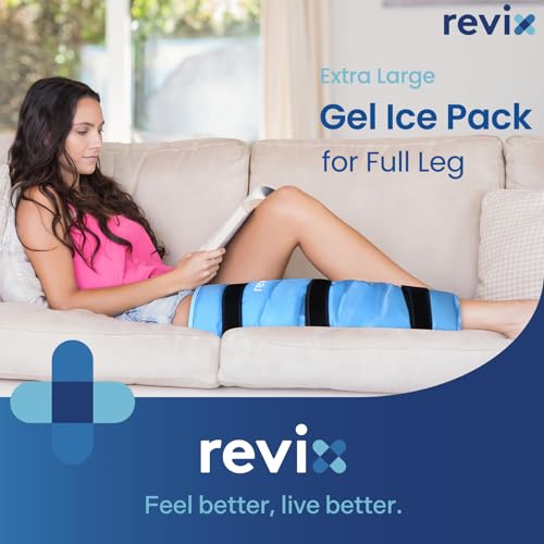 REVIX Full Leg Ice Pack Wrap for Knee, Hip & Thigh, Reusable Cold Gel Wrap - color: Blue
