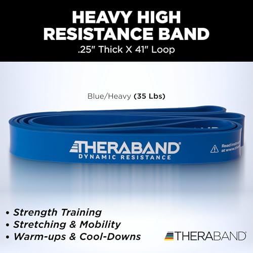 THERABAND High Resistance Band, Exercise, Workout, Physical Therapy, Blue - size: Heavy (35 lbs)