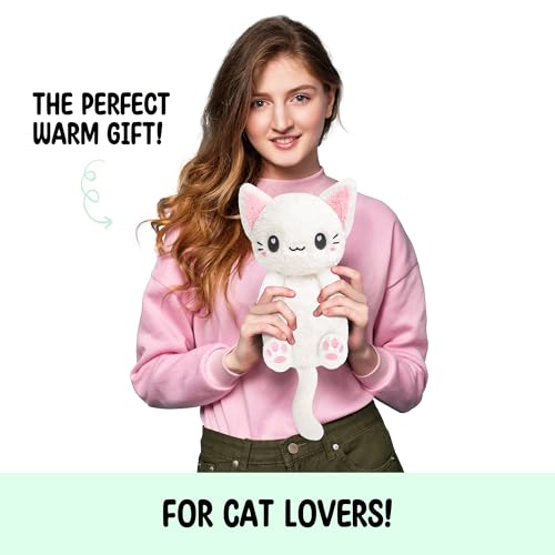 White Cat Microwavable 1.5 lbs Unscented Heating Pad for Women and Kids- Cute Soft Cozy Pillow Plush Heatable Warm Stuffed Animals - Kawaii Hot and Cold Plushie - White Cat Gifts for Girls and Women - color: White Cat