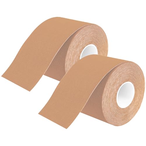 Kinesiology Tape Uncut | 2 Beige Rolls of Athletic Sports Tape | 16ft Length and 2'' Width per Roll | Waterproof • Skin-Friendly • Elastic | Ideal for Sports | axion - color: Beige / 2 Rolls