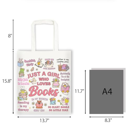 Canvas Tote Bag Gift for Women Girls Friends Shopping Beach Vacation Canvas Tote Bag - color: Bookish
