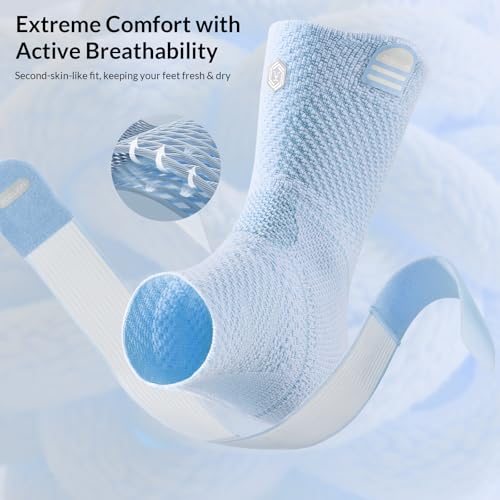 ZOELION Ankle Brace Compression Support with Removable Fishnet Strap, 3D Knit Plantar Fasciitis Relief Achilles Tendonitis Brace, Ankle Compression Sleeve for Pain Relief & Injury Healing, Blue/S - color: Blue（Pack of 1）