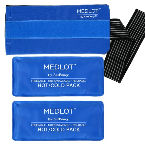 LotFancy Ice Packs for Injuries Reusable, 2 Gel Packs Wrap for Knee Head Neck Ankle Wrist Elbow Foot Legs Back Joint Pain Relief, Hot Cold Therapy for Surgery Recovery, First Aid - style: 11x5in(2 Packs with Wrap)
