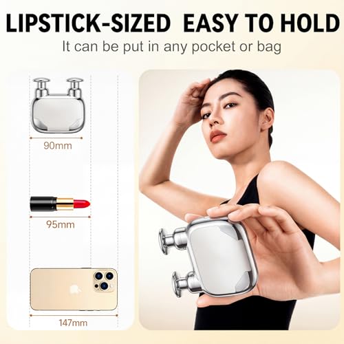 Double Head Mini Massage Gun,Portable Massage Gun Deep Tissue, Rechargeable, Compact Handheld Massager for Muscle Fatigue Relief, Home/Office/Travel,Gifts for Men Women, Silver - color: Silver