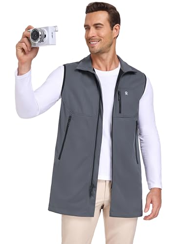 Little Donkey Andy Men's Lightweight Golf Vest Outerwear - color: Long Coat-dark Grey, size: Small