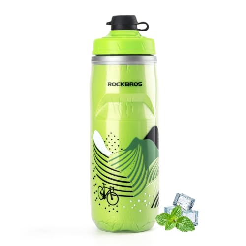 ROCKBROS Bike Water Bottle, 21oz Insulated Cycling Squeeze Bottle - color: Green