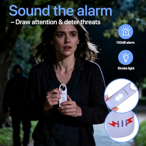Personal Safety Alarm for Women – Panic Button 130dB Siren with Dual LED Strobe Flashlight, Rechargeable Self Defense Keychain for Night Walking, Campus, Travel Gifts for Women (Violet)
