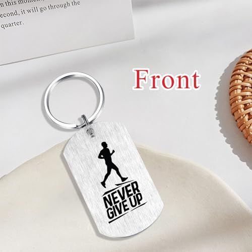 Alotozo Running Gifts for Men Boys, Never Give Up Running Keychain