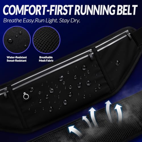 Running Hydration Belt with Water Bottle Holder, Slim Running Fanny Pack for Phone and Wallet Holder, Runners Pouch Waist Pack, Runner Gear Accessories Marathon Triathlon Walking Jogging - Black - color: Black- Bottle holder