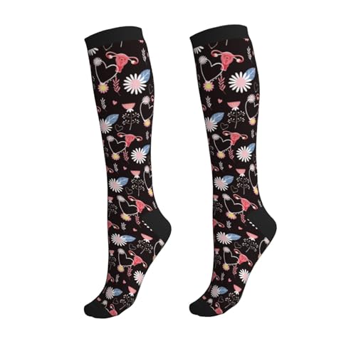 Crazy Fun Compression Socks, Unisex Knee High Support Socks - color: Happy Uteru