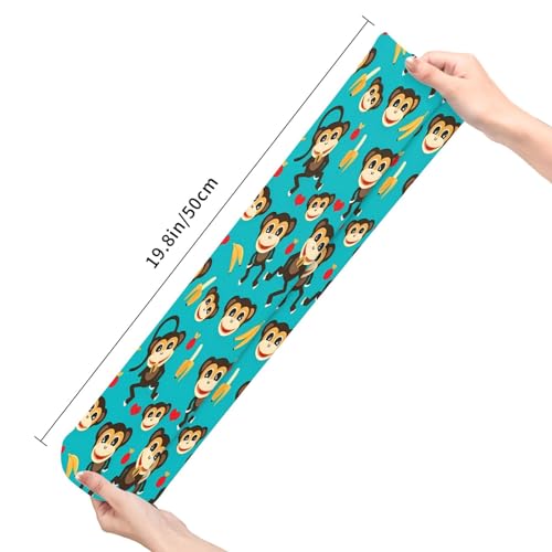 Monkey Love Banana Kids Cozy Knee High Tube Compression Socks Novelty Athletic Long Crew Socks for Child Girls Boys 19.8in