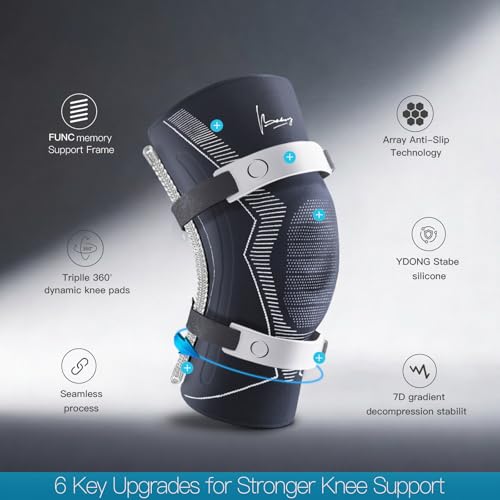 Knee Brace for Men & Women, Compression Knee Support with Side Stabilizers, Patella Gel Pad & Adjustable Straps, Professional Knee Sleeve for ACL, MCL, PCL, Meniscus, Sports, Workout, Size XL - size: X-Large