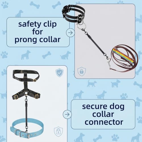 Amabro 2PCS Double-End Safety Clips Adjustable Dog Collar Backup Straps