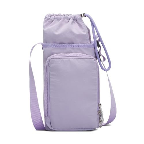 Water Bottle Carrier 32oz Adjustable Convenient holder with Handy Storage - color: Purple