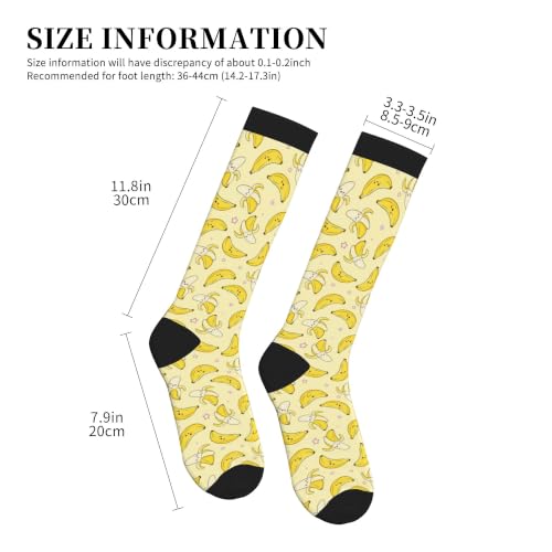 Compression Socks Women and Men 15-20mmHg-Circulation Support Socks for Athletic Running Cycling - color: Banana