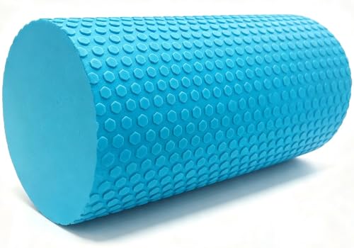 Foam Roller for Exercise, Pilates, Back Physical Therapy, 12" X 6" Round - color: Blue
