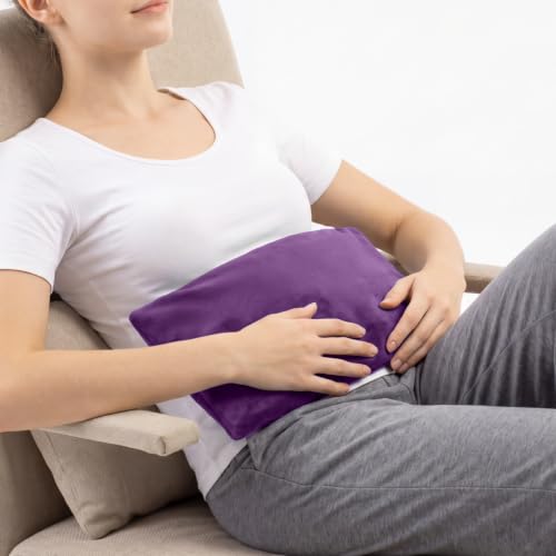 Microwavable Heating Pad with Washable Cover, 8 x 18 Microwave Heating Pad for Neck and Shoulders, Moist Heat Bean Bag Warm Compress for Knee, Joints, Wrist, Abdomen (Dark Purple) - color: 8 X 18" Dark Purple - 1 Pack