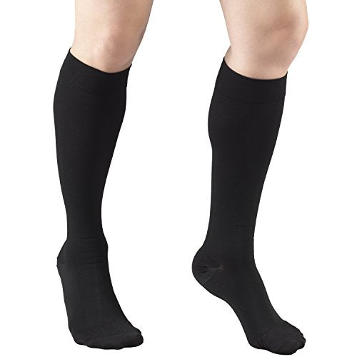 Truform 15-20 mmHg Compression Stockings, Men & Women Medical Closed Toe - color: Black, size: Medium