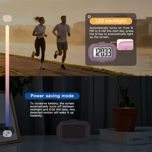 AVTREK 3D Step Counter Clip On with LED Backlight Pocket Pedometer for Walking Outdoor Activities Fitness Tracker Without Smartphone - color: PINK