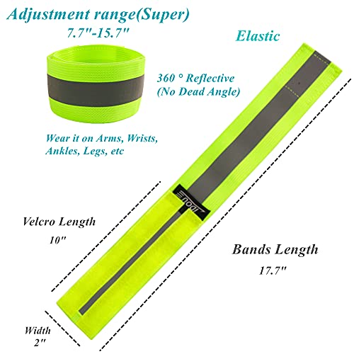 Reflective Running Gear,Reflective Bands for Arm/Wrist/Ankle/Leg,Biking Accessories for Women and Men - color: Yellow - 2 Bands