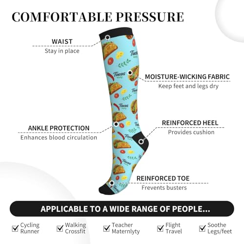 Compression Socks, Unisex 15-20 mmHg Knee High Support Socks - color: Taco