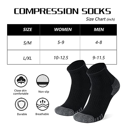 Iseasoo Ankle Compression Socks for Women Men, 5 Pairs Copper Running Socks - color: A03 - Gray, size: Small-Medium