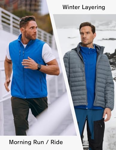 fit space Men's Lightweight Vest Softshell Sleeveless Windproof Jacket with Zipper Pocket Cycling Travel Hiking Running Golf - color: Dark Blue, size: Large