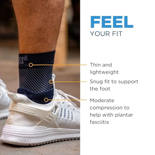 OrthoSleeve FS6 Foot Bracing (Single Sleeve) treats Plantar Fasciitis, Achilles Tendonitis and relieves heel pain in a soft, moisture-wicking fabric - color: Black, size: Medium