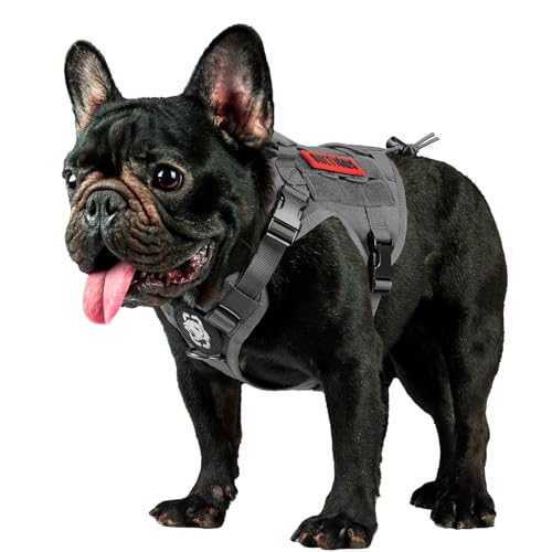 OneTigris Tactical Dog Harness Vest No-Pull Service Dog Vest for Small Dogs - color: Grey, size: XX-Small