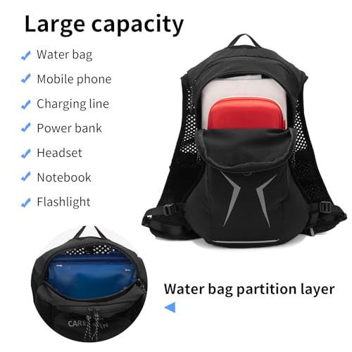 Carey Sten Lightweight Hydration Backpack Running Vest with 1.5L Water Bag - color: Black