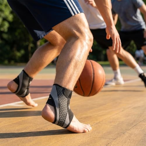 One Pair Ankle Support Brace, Adjustable Ankle Wrap, Ankle Stabilizer for Sports and Fitness Activities
